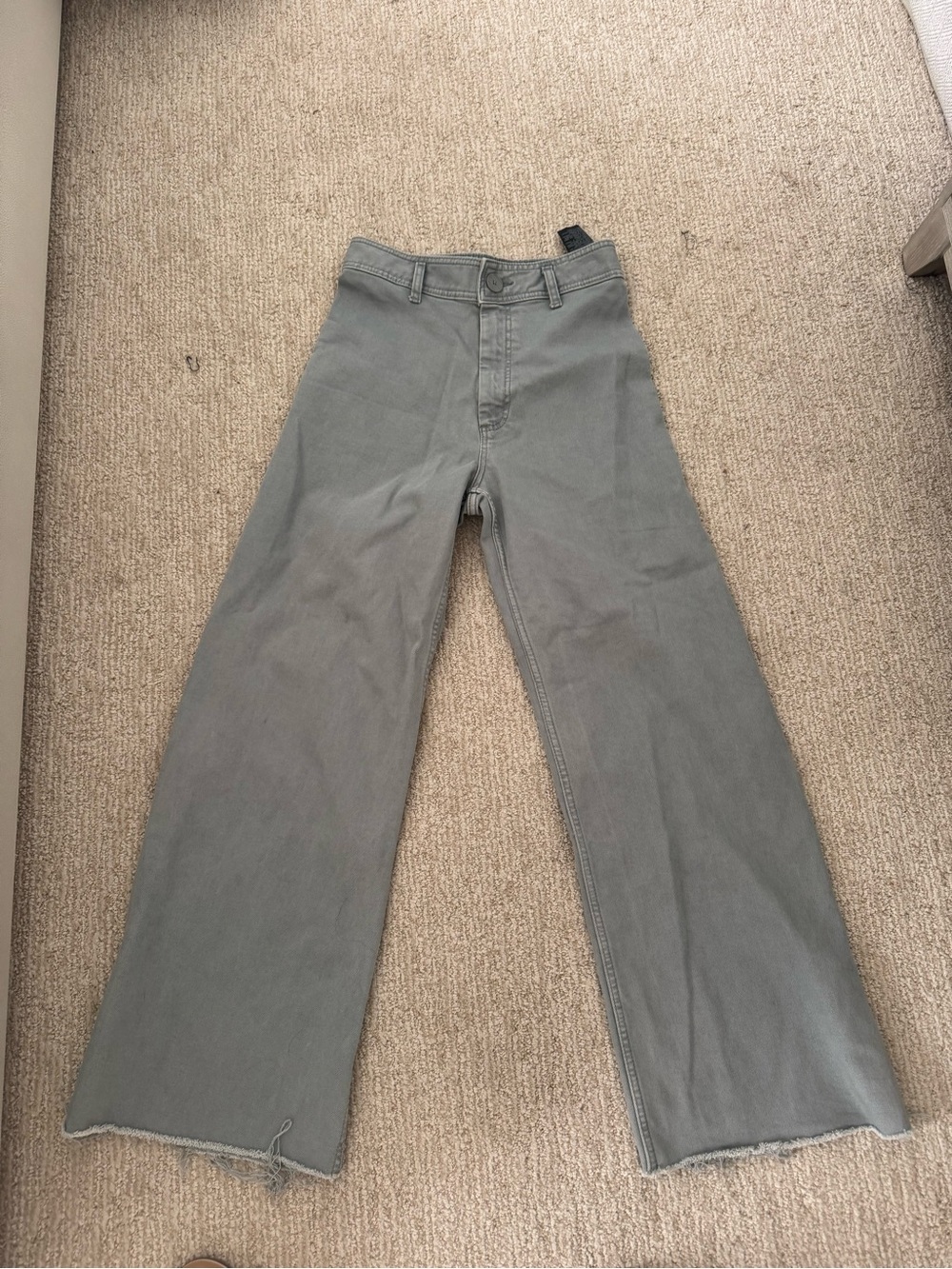 Zara High-Rise Wide-Leg Chinos in Sage Green